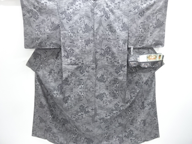 JAPANESE KIMONO / DORO OSHIMA TSUMUGI (9 maruki) / WOVEN FLOWER 