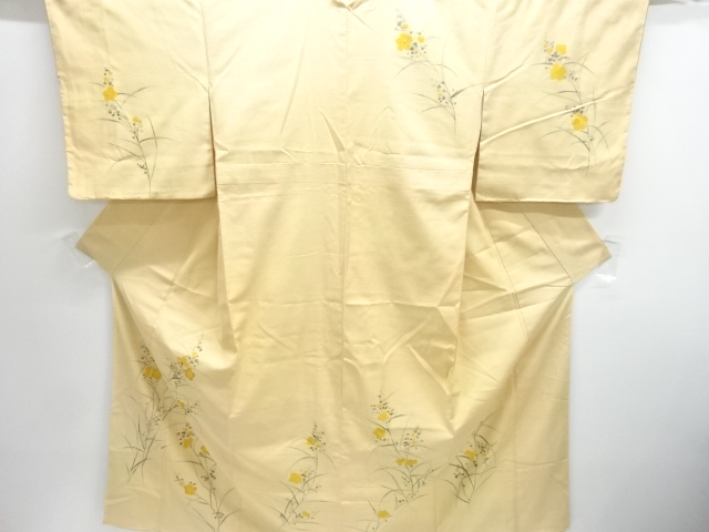 JAPANESE KIMONO / FLORAL PATTERN EMBROIDERY TSUMUGIHOMONGI