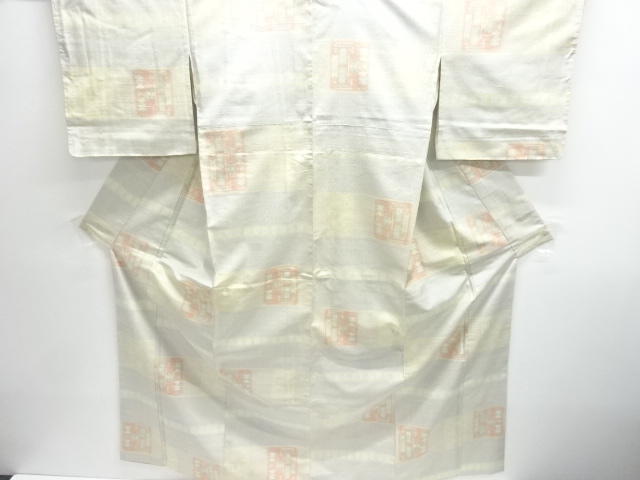 JAPANESE KIMONO / TOKAMACHI TSUMUGI / WOVEN GEOMETRIC PATTERN 