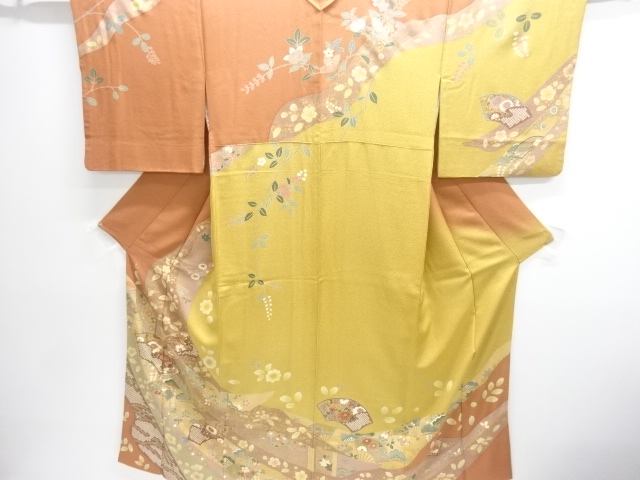 JAPANESE KIMONO / HOMONGI / KINSAI / EMBROIDERY / FLOWER 