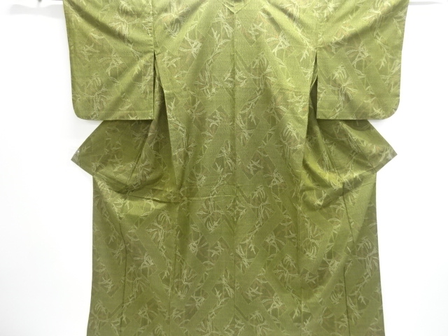 JAPANESE KIMONO / GRASS LEAF PATTERN WOVEN AUTHENTIC SATSUMA OSHIMA TS