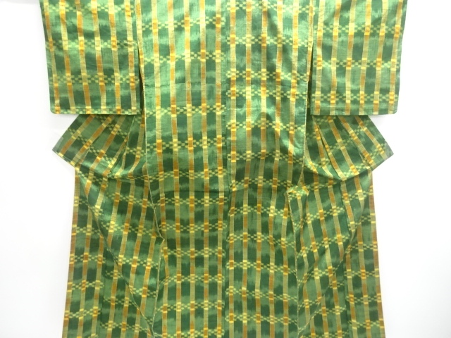 JAPANESE KIMONO / HITOE TSUMUGI / WOVEN KASURI PATTERN 