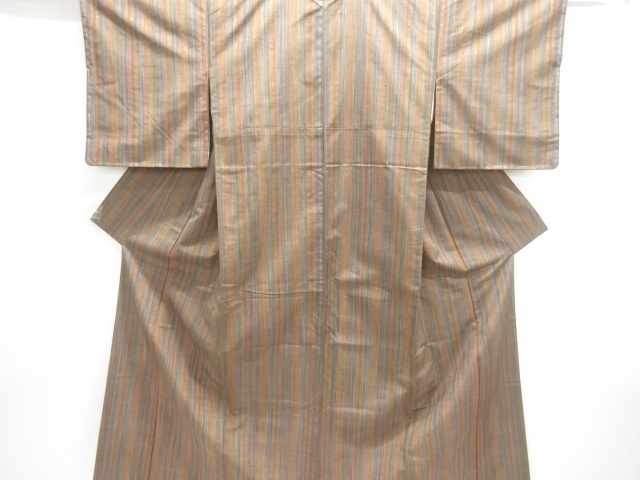 JAPANESE KIMONO / STRIPED TSUMUGI KIMONO / WOVEN ABSTRACT PATTERNS