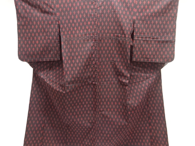 JAPANESE KIMONO / ANTIQUE COTTON DIAMOND PATTERN WOVEN HITOE KIMONO