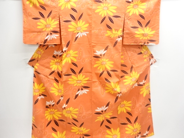 JAPANESE KIMONO / UNUSED YUKATA / FLOWER & BUTTERFLY 