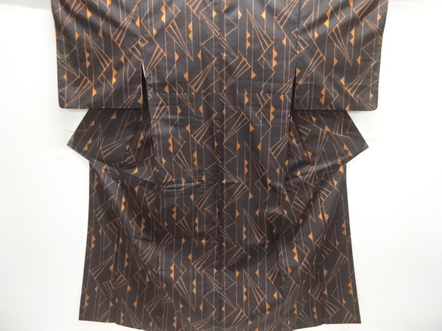JAPANESE KIMONO / TSUMUGI / WOVEN GEOMETRIC PATTERN 