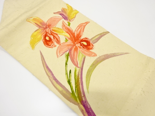 着物・帯 ] - 名古屋帯 作家物 ひげ紬 手描き菖蒲模様名古屋帯宗 sou 