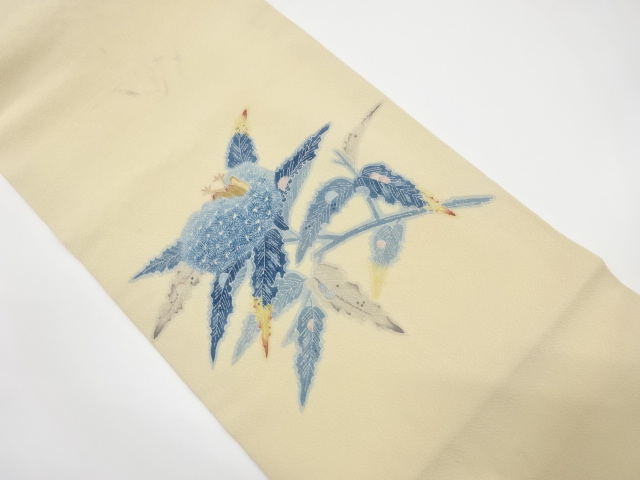 手描更紗模様 名古屋帯【中古】 （特選本手描き友禅紬九寸名古屋帯 