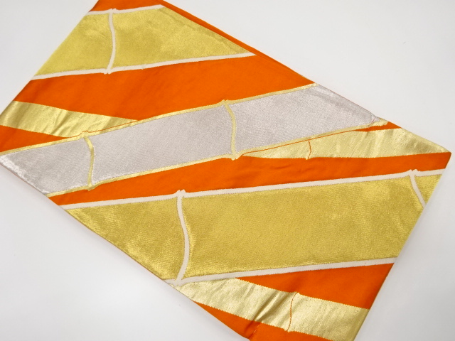 JAPANESE KIMONO / VINTAGE UNUSED FUKURO OBI / SILK / WOVEN BAMBOO