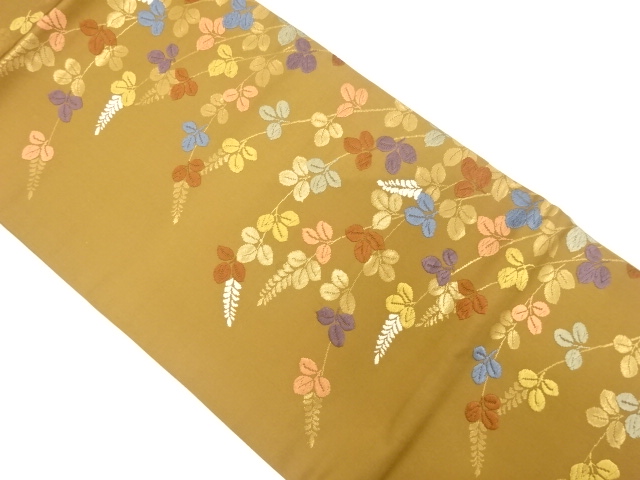 萩模様織出し開き名古屋帯（額縁仕立て）