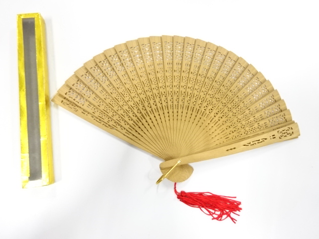 JAPANESE KIMONO / ANTIQUE FOLDING FAN / SANDALWOOD