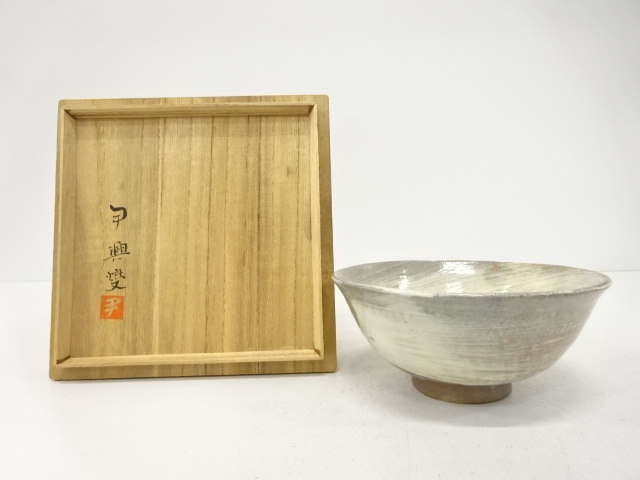 JAPANESE TEA CEREMONY / TEA BOWL CHAWAN / BRUSH-MARKED / ARTISAN WORK
