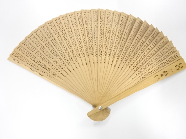 JAPANESE KIMONO / ANTIQUE FOLDING FAN / SANDALWOOD