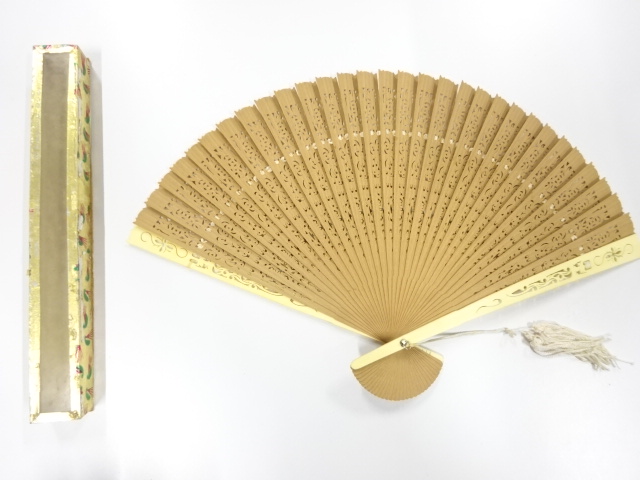 JAPANESE KIMONO / ANTIQUE FOLDING FAN / SANDALWOOD