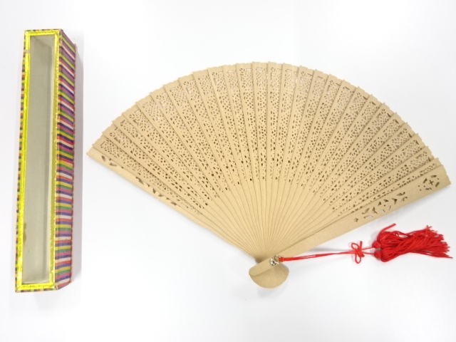 JAPANESE KIMONO / ANTIQUE FOLDING FAN / SANDALWOOD
