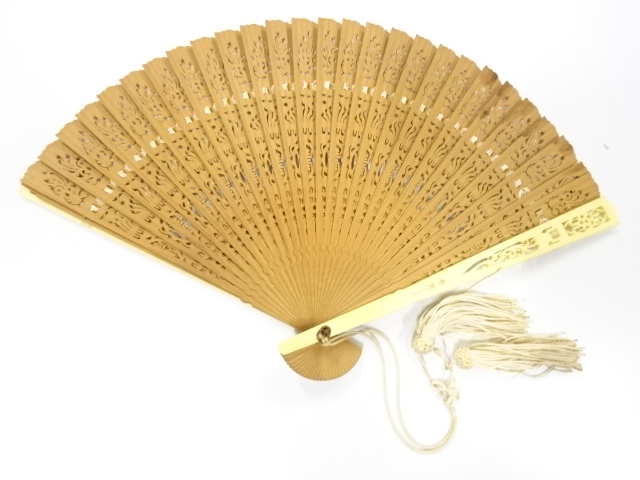 JAPANESE KIMONO / ANTIQUE FOLDING FAN / SANDALWOOD
