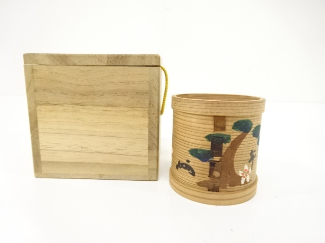 杉曲わっぱ　松竹梅　蓋置(即中斎花押有)