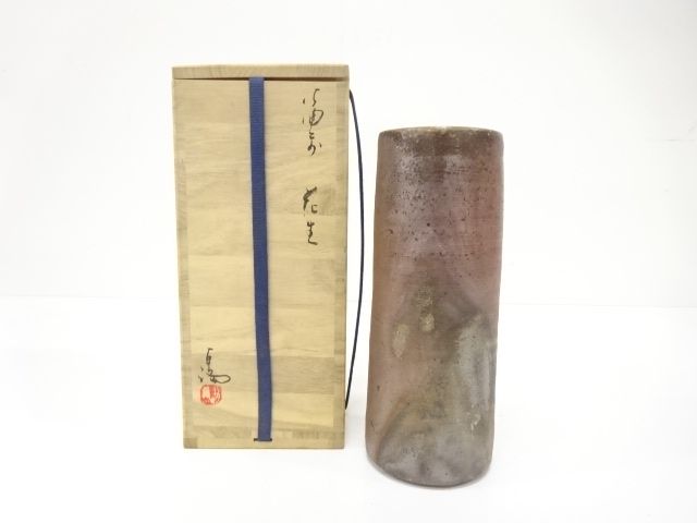 JAPANESE POTTERY / BIZEN WARE FLOWER VASE / ARTISAN WORK