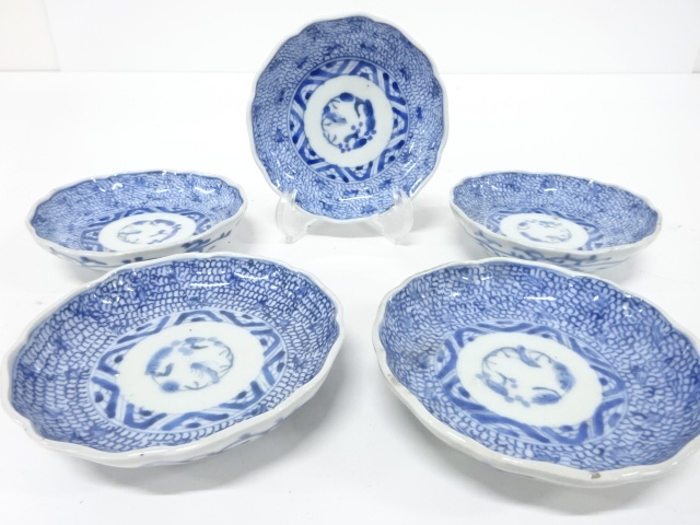 古伊万里　みじん染付　小皿　5客
