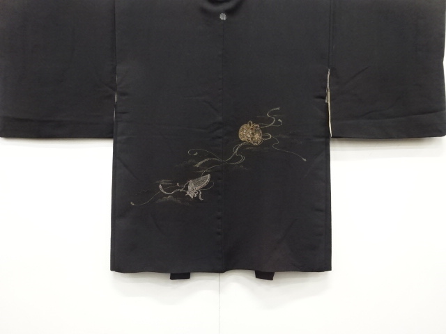 JAPANESE ANTIQUE HAORI / TAISHO ROMAN STYLE / SILK / URUSHI / WOVEN OLD MUSICAL INSTRUMENTS