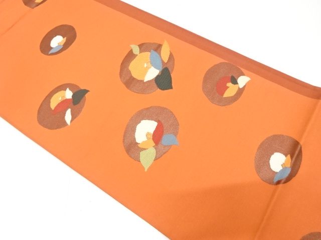 JAPANESE FUKURO OBI / UNUSED / WOVEN CAMELLIA (NON-TAILORED)