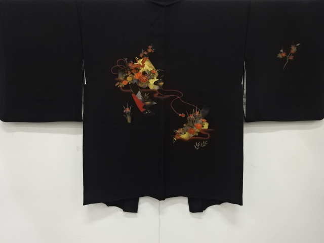 金彩　文箱に鳳凰・草花模様　絵羽織