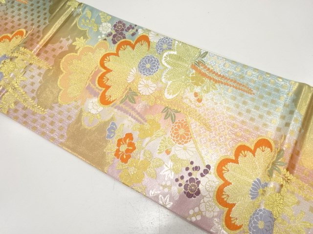 JAPANESE FUKURO OBI FOR FURISODE / WOVEN CAMELLIA