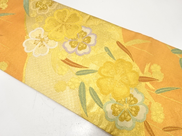 JAPANESE FUKURO OBI FOR FURISODE / GOLD FOIL / WOVEN WEEPING SAKURA