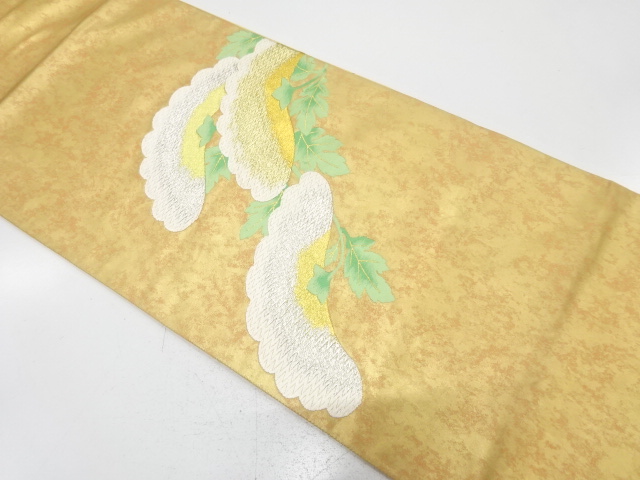 JAPANESE KIMONO / ANTIQUE FUKURO OBI / SILK / WOVEN KIKU