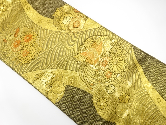 JAPANESE FUKURO OBI FOR FURISODE / WOVEN PHOENIX