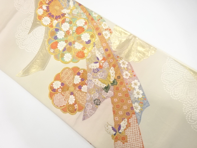 JAPANESE FUKURO OBI FOR FURISODE / WOVEN BUTTERFLY