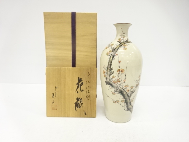 JAPANESE CERAMICS / KUTANI WARE FLOWER VASE / IROE / ARTISAN WORK