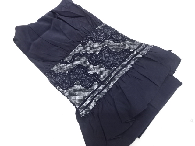 JAPANESE KIMONO / VINTAGE MENS HEKO OBI / SHIBORI / CLASSICAL PATTERN
