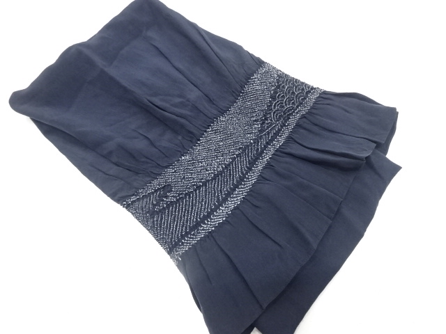 JAPANESE KIMONO / VINTAGE MENS HEKO OBI / SHIBORI / SEIGAIHA