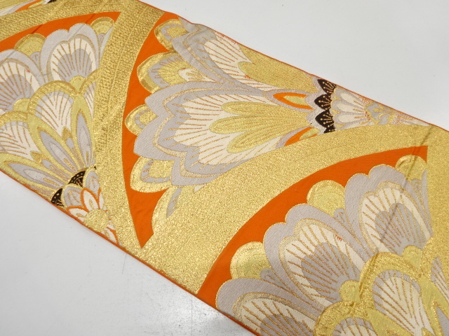 JAPANESE KIMONO / ANTIQUE FUKURO OBI / SILK / WOVEN FLORAL SARASA