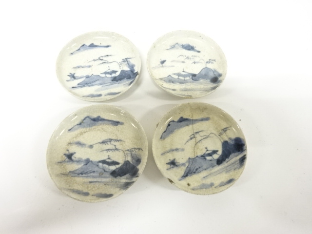 古伊万里　染付　豆皿　4客