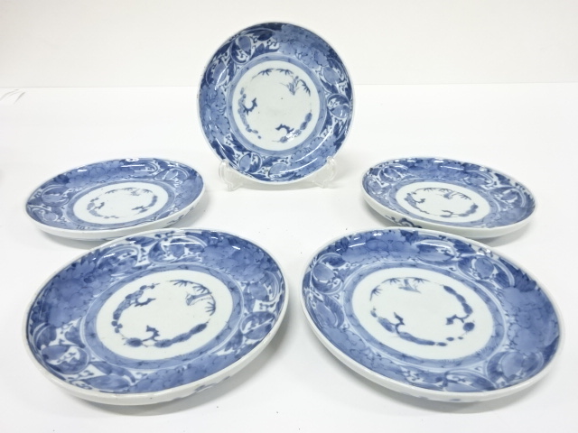 古伊万里　染付　六寸皿　5客