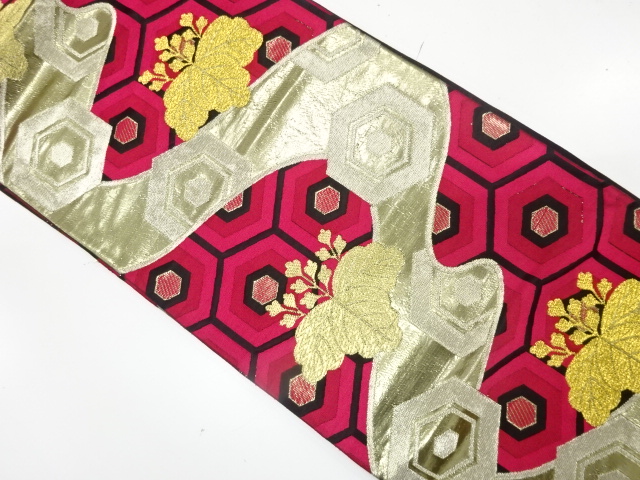 JAPANESE KIMONO / ANTIQUE FUKURO OBI / SILK / WOVEN KIKKO & PAULOWNIA