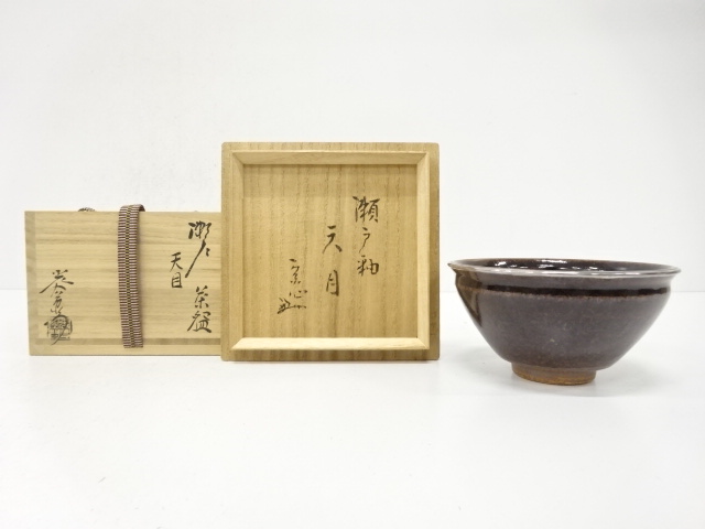 JAPANESE TEA CEREMONY / TENMOKU TEA BOWL CHAWAN / OLD STYLE SETO GLAZE / ARTISAN WORK