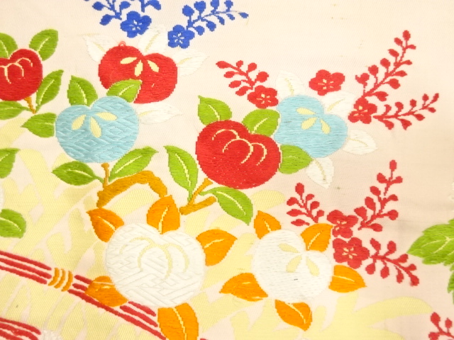 JAPANESE KIMONO / ANTIQUE NAGOYA OBI / SILK / PAULOWNIA & TACHIBANA