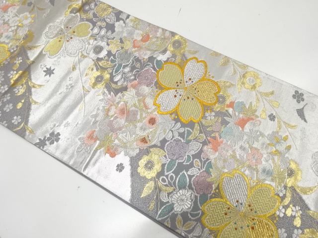 JAPANESE FUKURO OBI FOR FURISODE / WOVEN WEEPING SAKURA