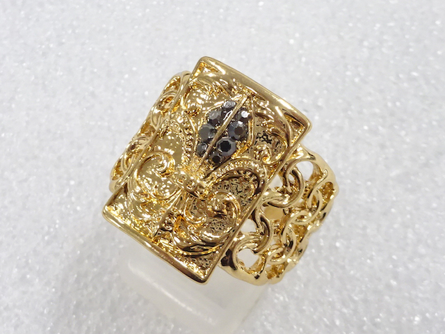 JAPANESE KIMONO / ANTIQUE COLORED STONE RING (SIZE 16)