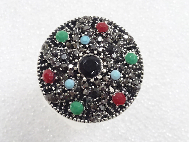 JAPANESE KIMONO / ANTIQUE COLORED STONE RING (SIZE 20)