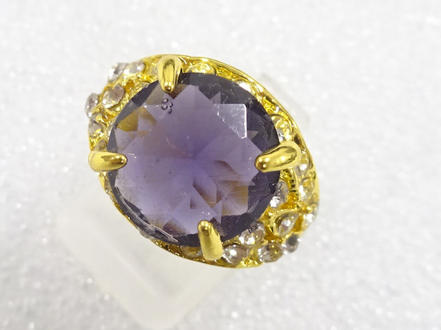 JAPANESE KIMONO / ANTIQUE COLORED STONE RING (SIZE 19)