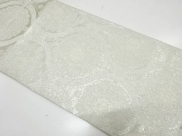 服部織物製　オリエント更紗　立涌に華紋織り出し　袋帯