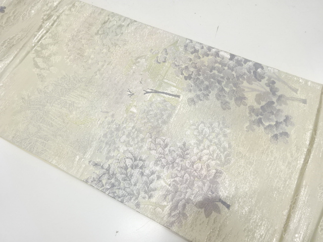 アンティーク　屋敷風景模様織り出し袋帯（材料）