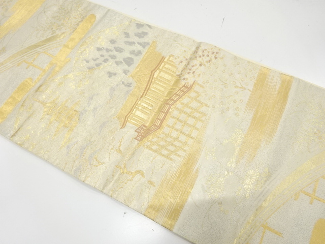 アンティーク　京風景模様織り出し袋帯（材料）