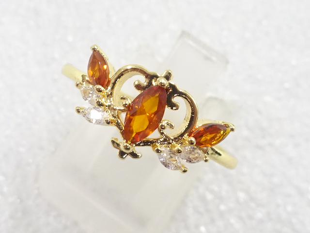 JAPANESE KIMONO / ANTIQUE COLORED STONE RING (SIZE 16)