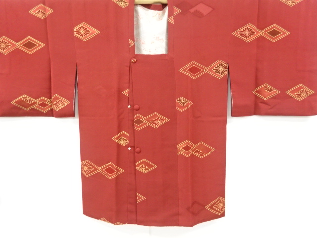 JAPANESE KIMONO / VINTAGE MICHIYUKI COAT / ABSTRACT FLOWER & RHOMBUS