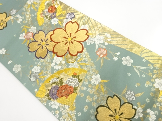 袋帯 花柄 薔薇 おいしい 流水紋 霞模様 NO-858